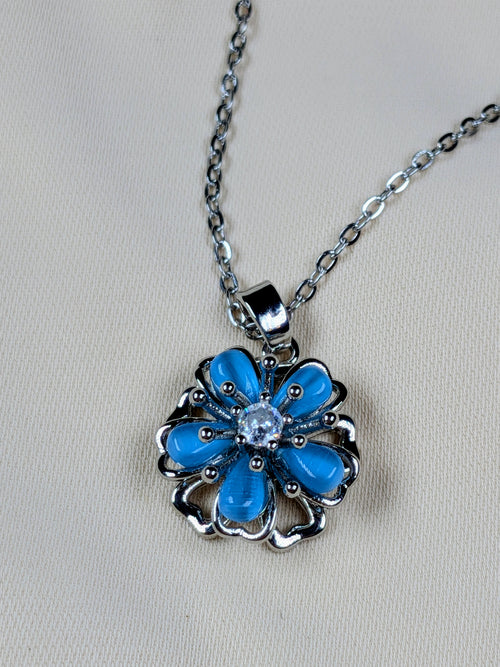 Collier Pendentif Fleur Tournante en Acier inoxydable