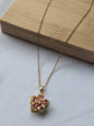 Collier Tournant Fleur — Doré & Strass Rose