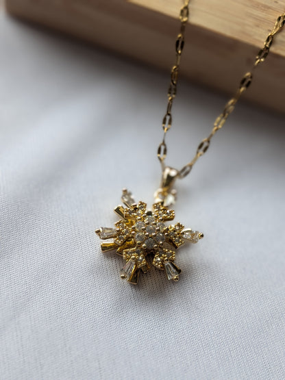 Collier Tournant flocon — Doré & Strass