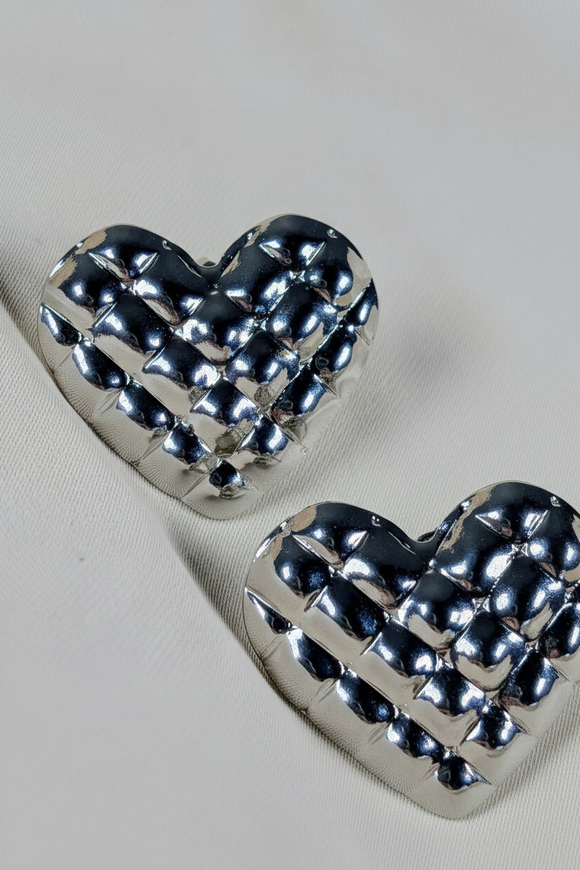 Boucle d'oreille cœur argentée acier inoxydable