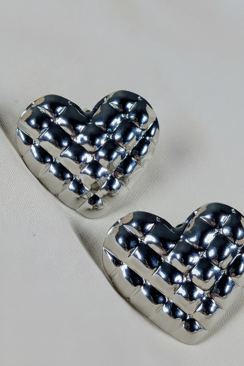 Boucle d'oreille cœur argentée acier inoxydable
