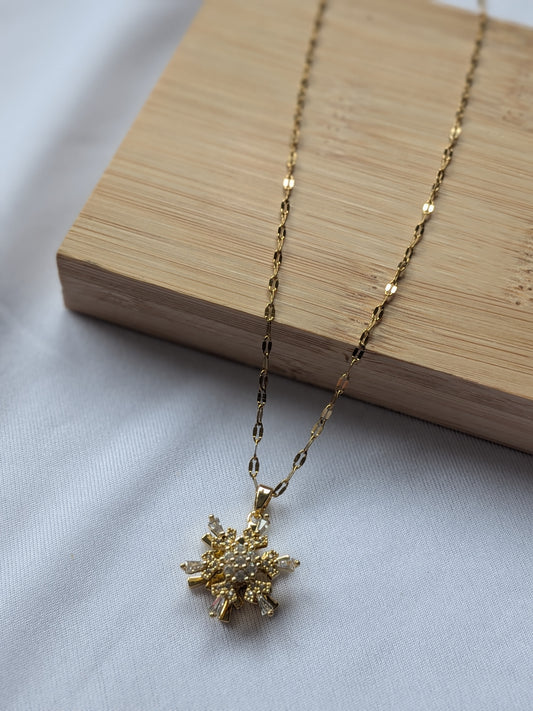 Collier Tournant flocon — Doré & Strass