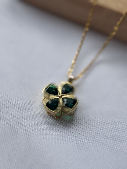 Collier Tournant Tréfles — Doré & Vert