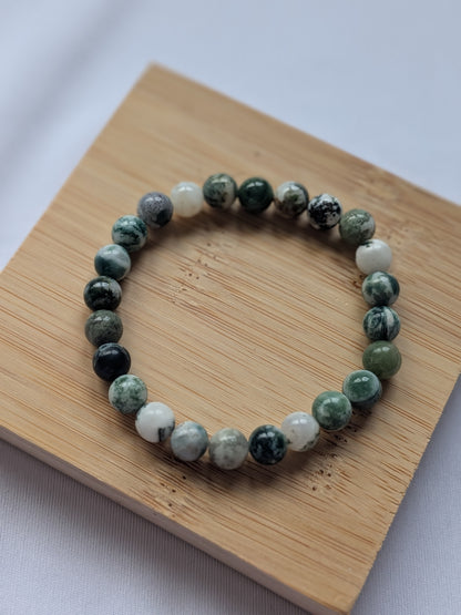 🌿 Bracelet en Agate mousse – Élégance Naturelle & Harmonie