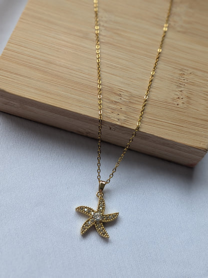 Collier étoile de mer dorée - acier inoxydable