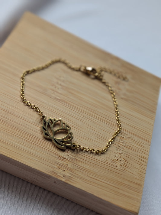 Bracelet lotus dorée - acier inoxydable