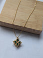 Collier Tournant Fleur — Doré & Strass vert