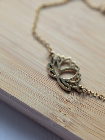 Bracelet lotus dorée - acier inoxydable