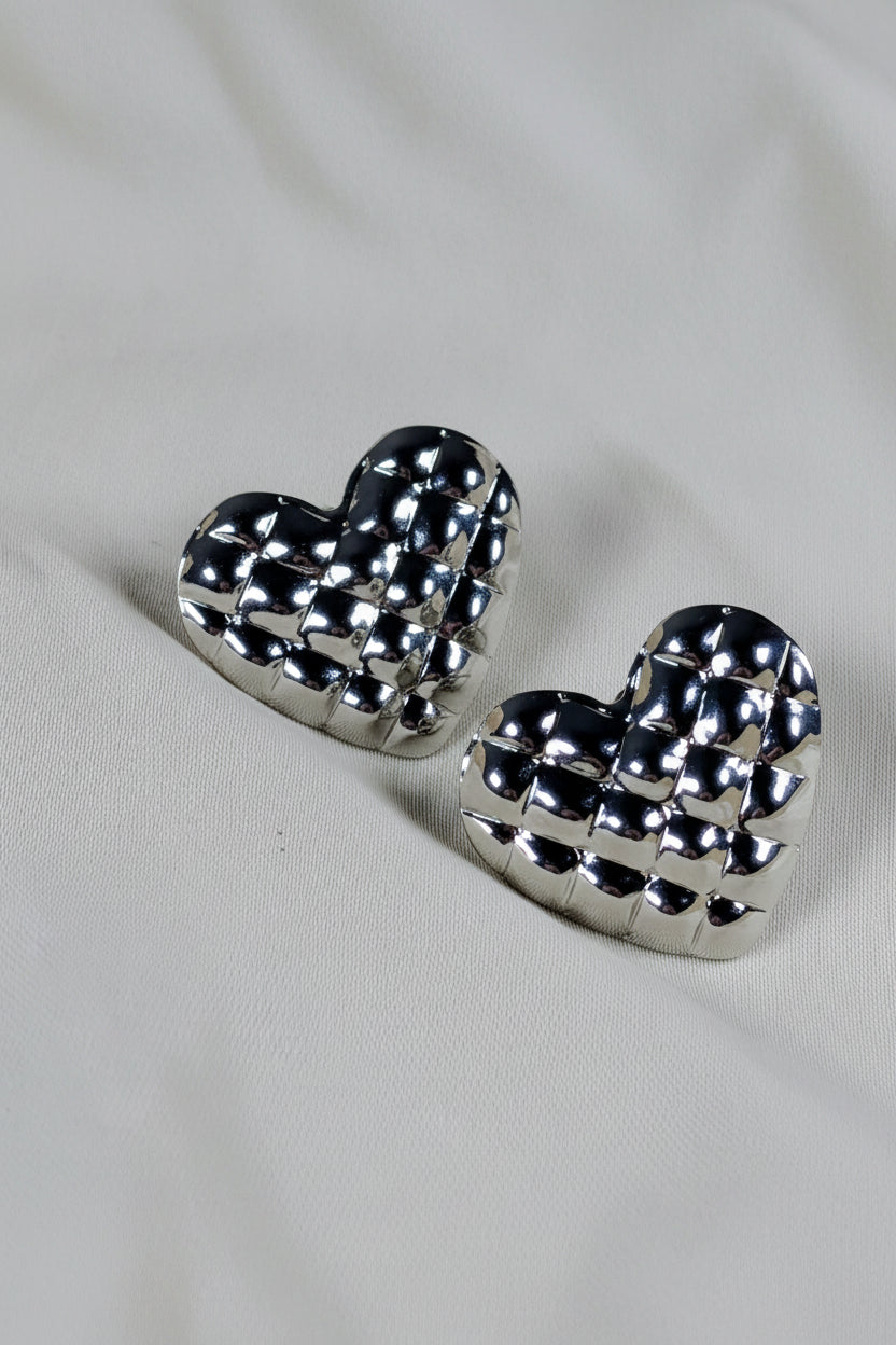 Boucle d'oreille cœur argentée acier inoxydable