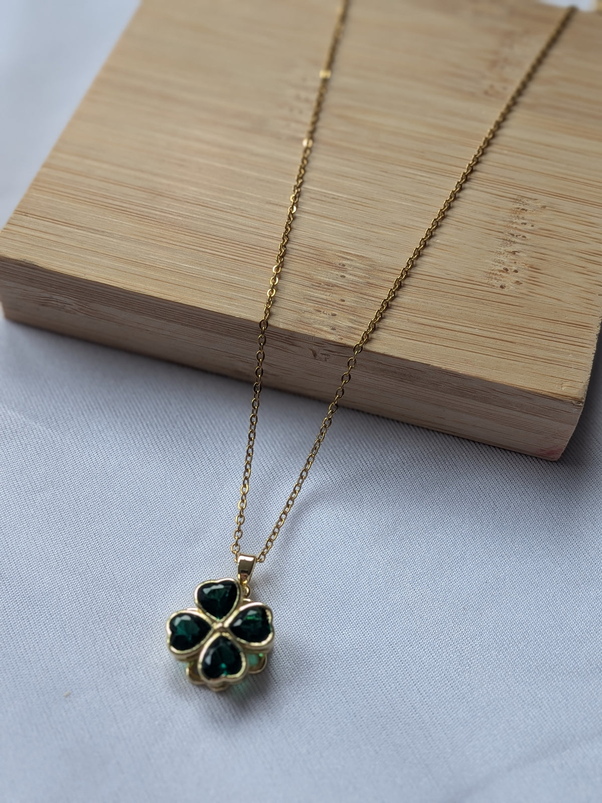 Collier Tournant Tréfles — Doré & Vert