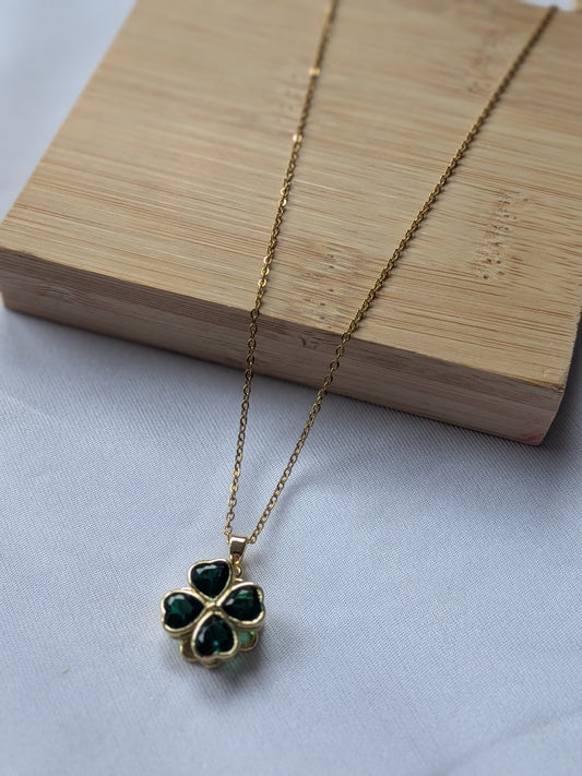 Collier Tournant Tréfles — Doré & Vert
