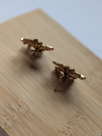 Boucle d'oreille fleur dorée - acier inoxydable