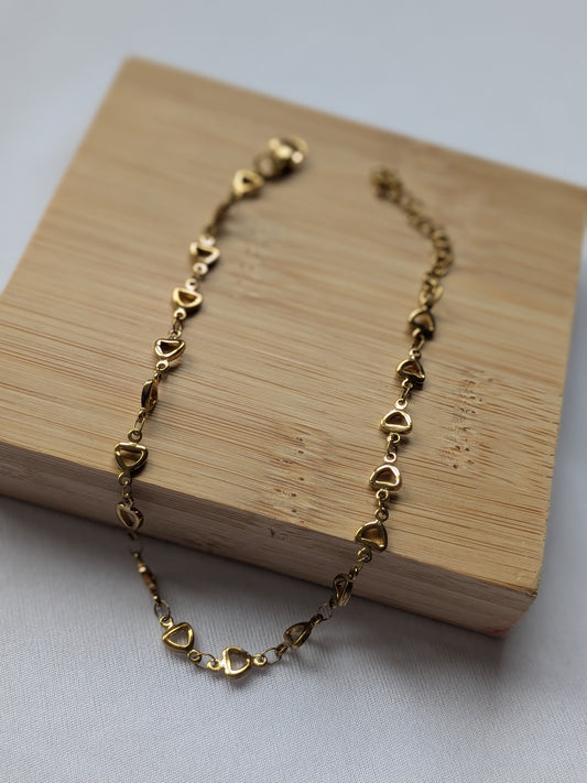 Bracelet Maillons Cœurs Dorés