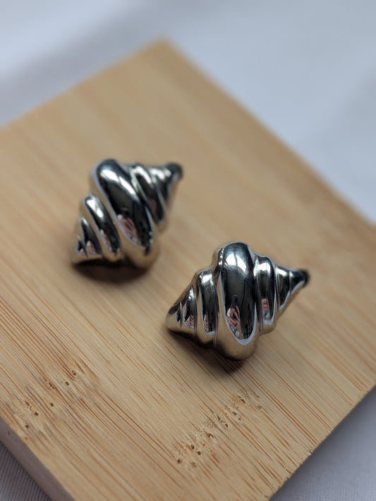 Boucle d'oreille coquillage argentée acier inoxydable